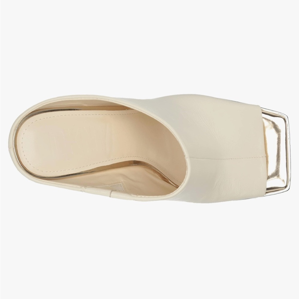 NWT DNKY Elegant Cream and Silver Women's Mules - Picture 2 of 8